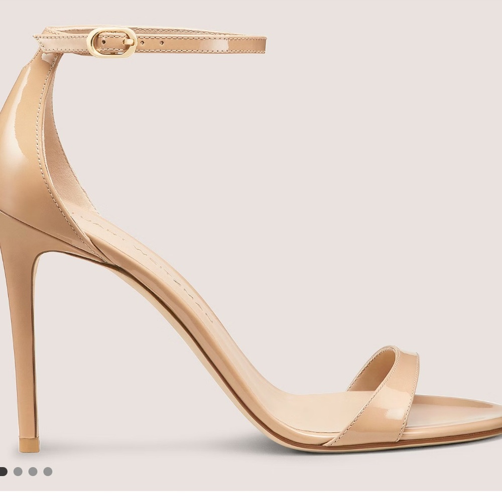 Stuart Weitzman Nude Ankle Strap Heels, 100 mm heel height